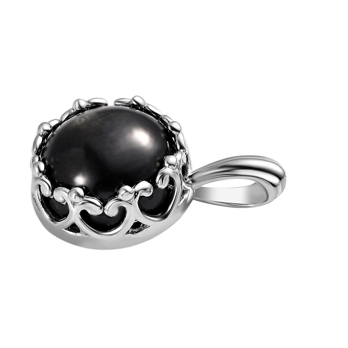 Black Star Diopside 11.00 ctw Pendant in Platinum Over Sterling Silver