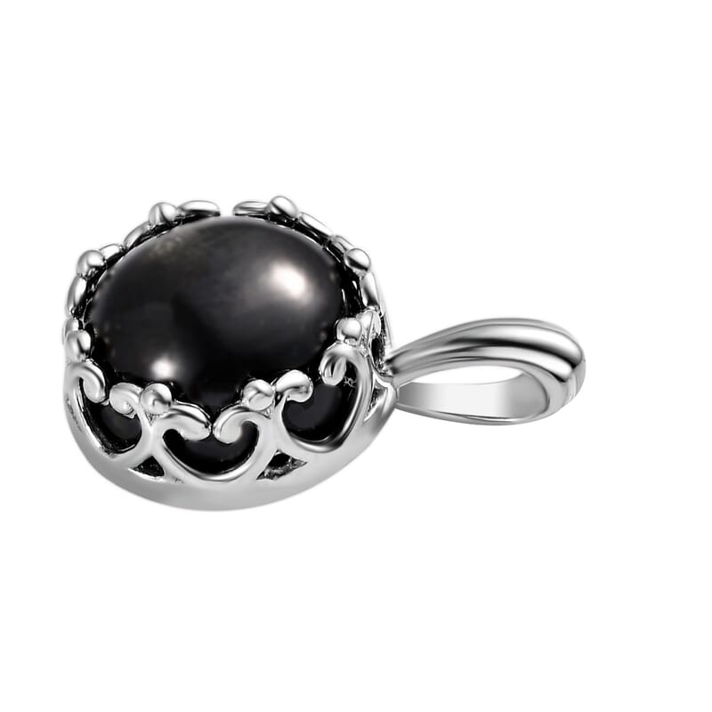 Black Star Diopside 11.00 ctw Pendant in Platinum Over Sterling Silver