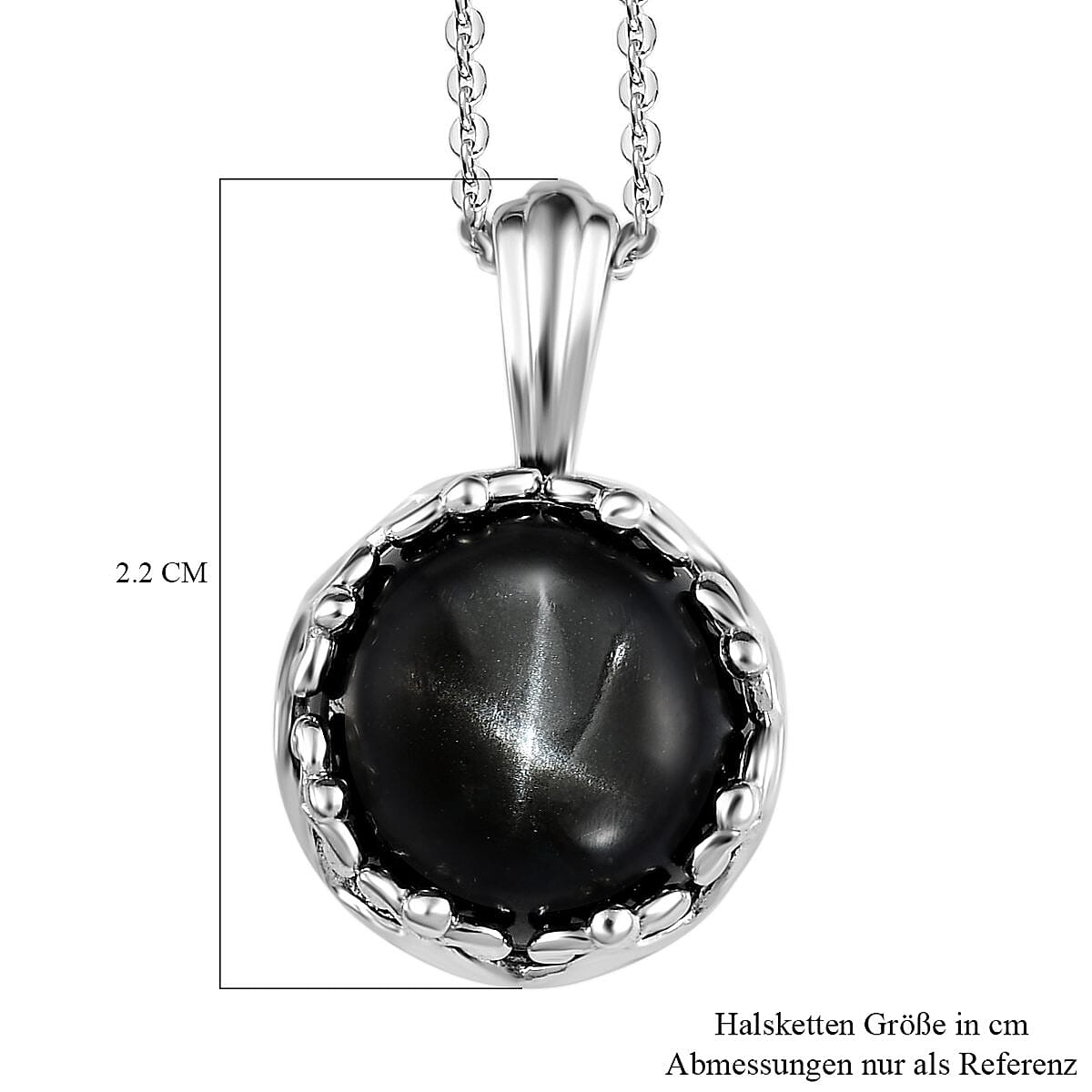 Black Star Diopside 11.00 ctw Pendant in Platinum Over Sterling Silver