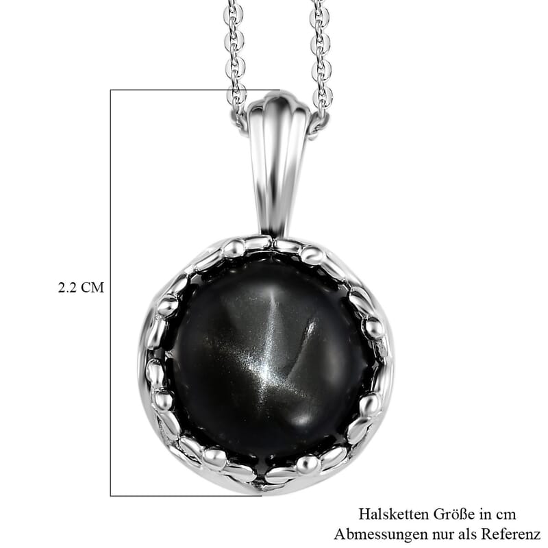 Black Star Diopside 11.00 ctw Pendant in Platinum Over Sterling Silver
