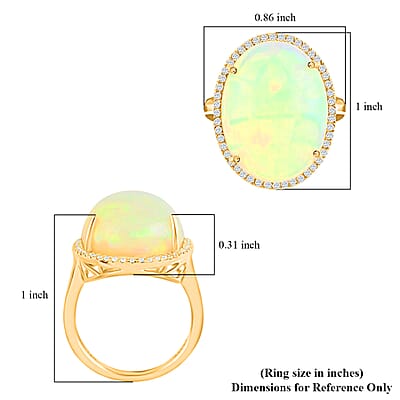 Certified and Appraised Iliana 18K Yellow Gold AAA Ethiopian Welo Opal and G-H SI Diamond Ring (Size 6.0) 7.85 Grams 12.85 ctw