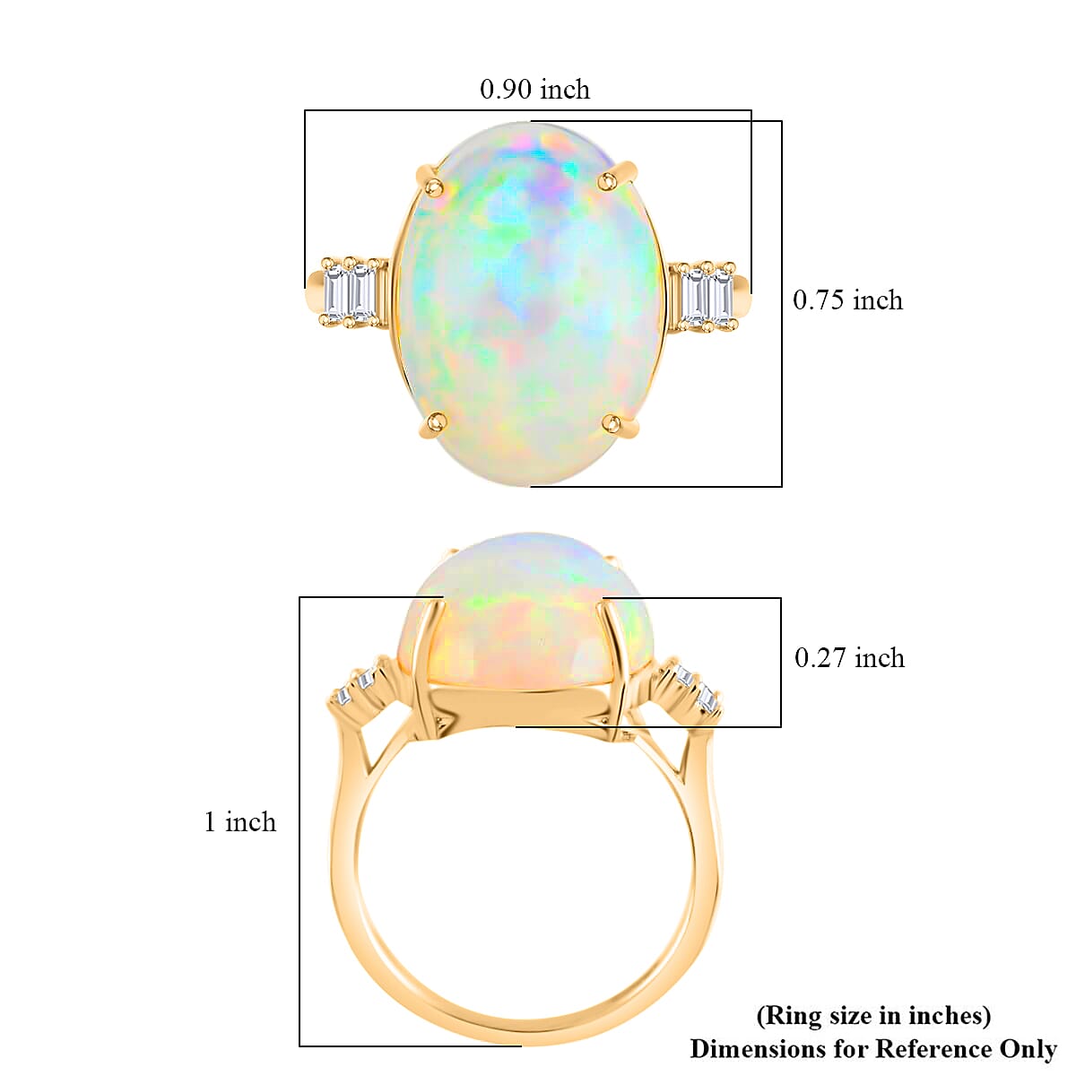 Certified & Appraised Iliana AAA Ethiopian Welo Opal and G-H SI Diamond 7.75 ctw Ring in 18K Yellow Gold (Size 6.0) image number 5