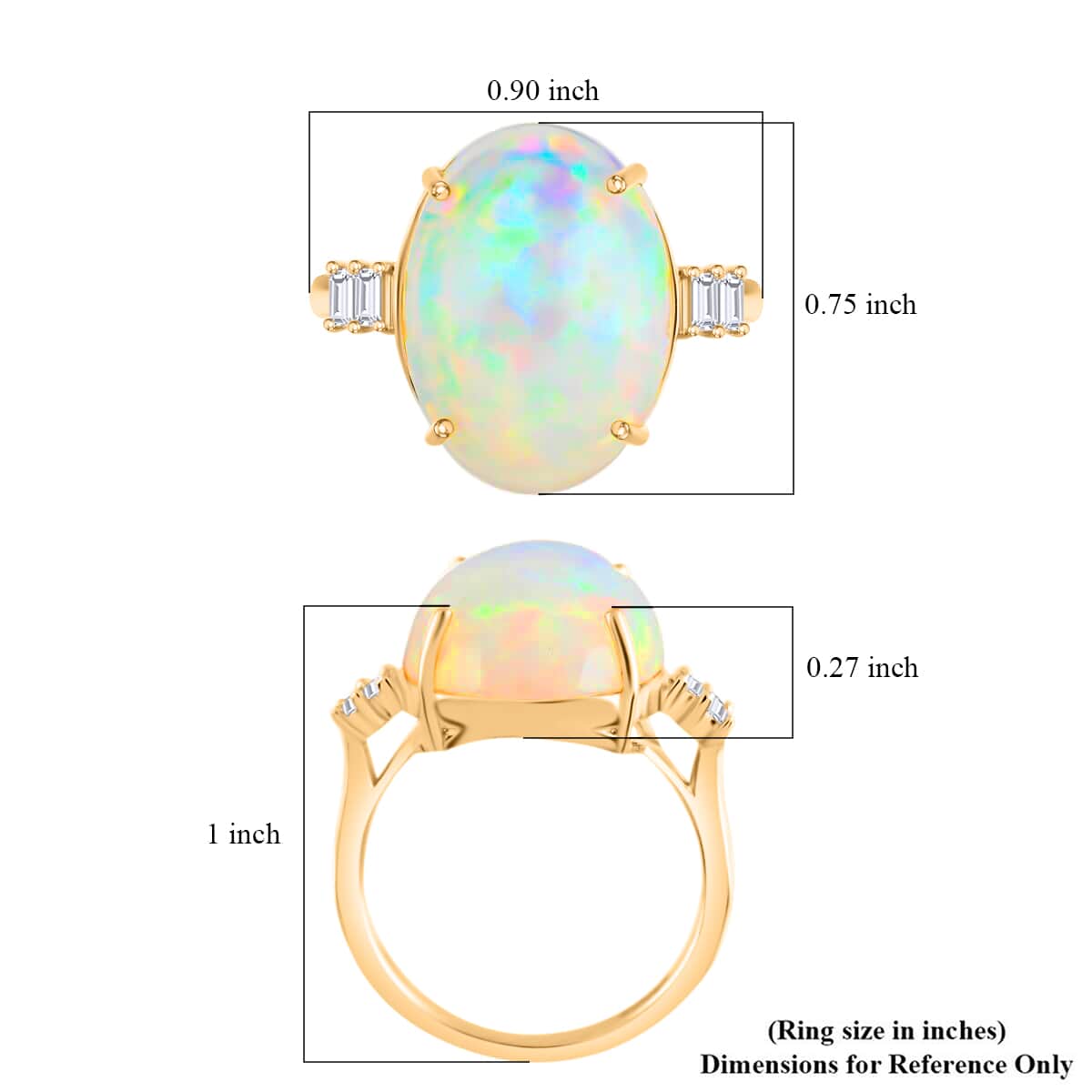 Certified & Appraised Iliana AAA Ethiopian Welo Opal and G-H SI Diamond 7.75 ctw Ring in 18K Yellow Gold (Size 7.0) image number 5