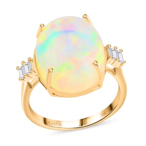 Certified & Appraised Iliana AAA Ethiopian Welo Opal and G-H SI Diamond 7.75 ctw Ring in 18K Yellow Gold (Size 8.0)