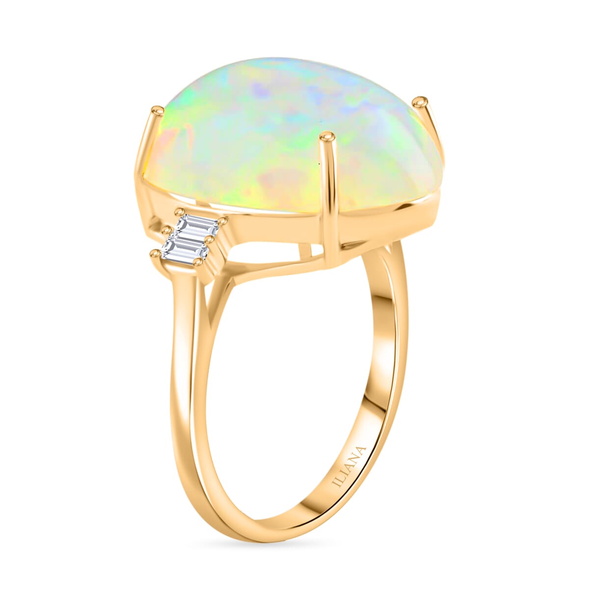 Certified & Appraised Iliana AAA Ethiopian Welo Opal and G-H SI Diamond 7.75 ctw Ring in 18K Yellow Gold (Size 8.0) image number 3