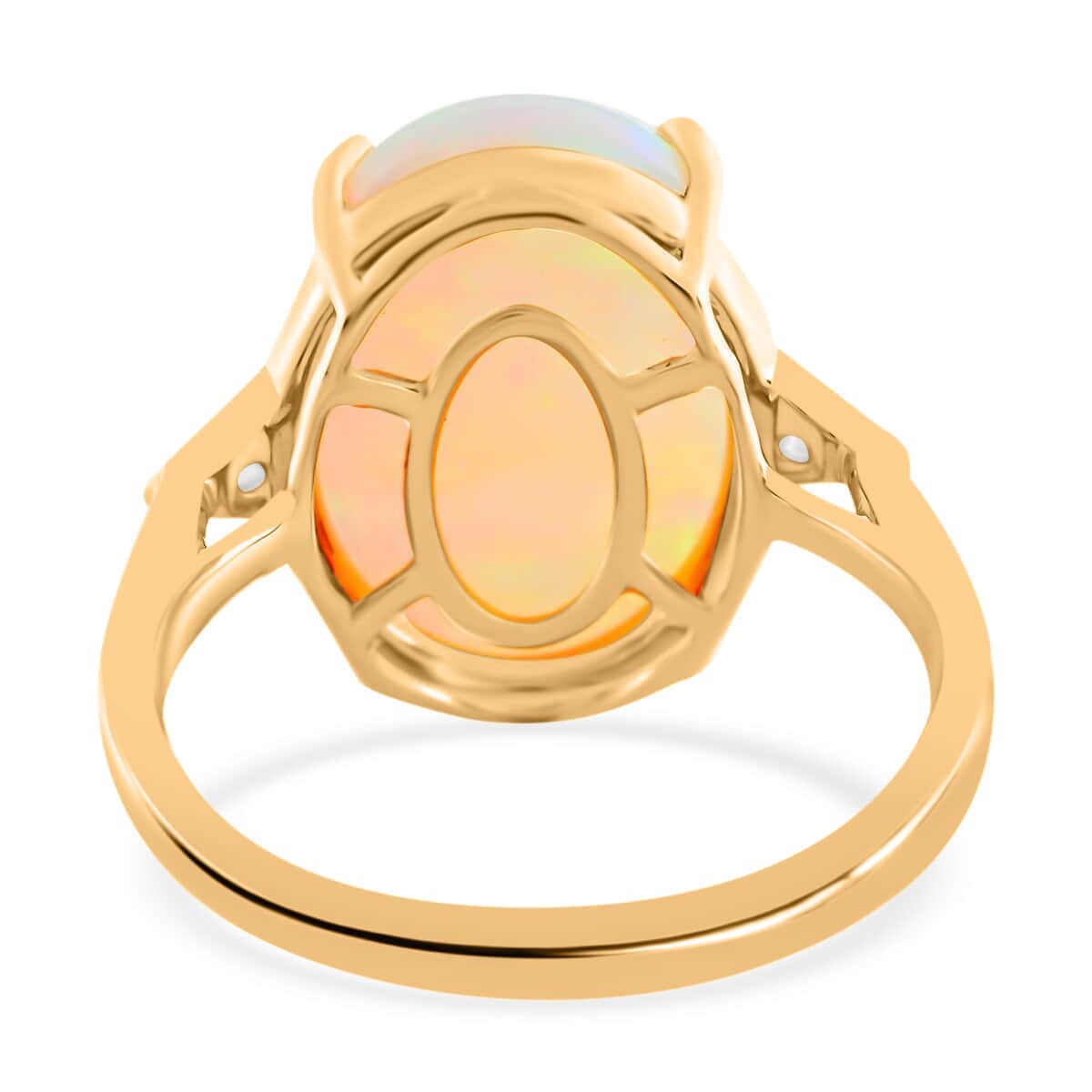 Certified & Appraised Iliana 18K Yellow Gold AAA Ethiopian Welo Opal and G-H SI Diamond Ring (Size 10.0) 4 Grams 5.80 ctw image number 4