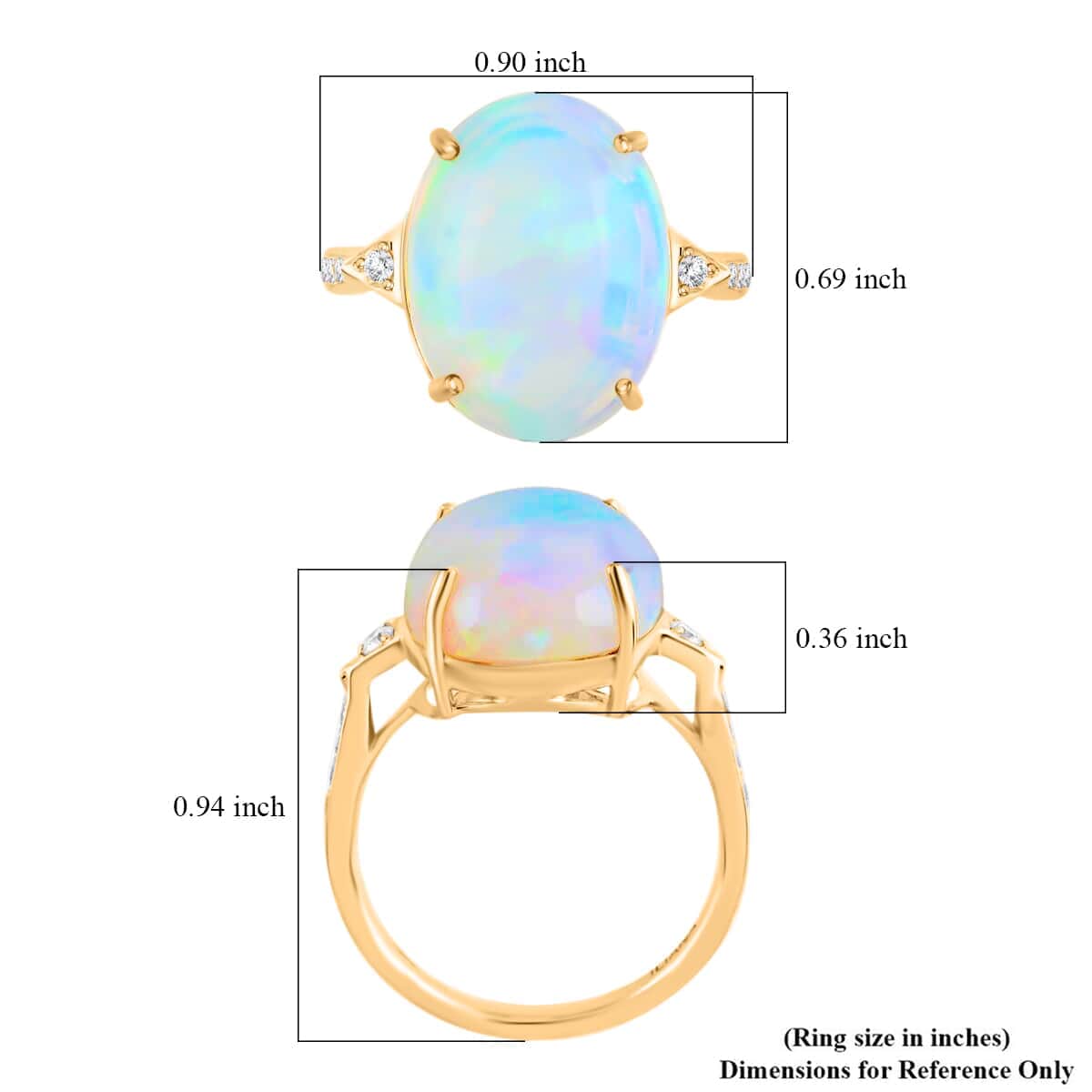 Certified & Appraised ILIANA 18K Yellow Gold AAA Ethiopian Welo Opal and G-H SI Diamond Ring 4 Grams 5.80 ctw image number 5