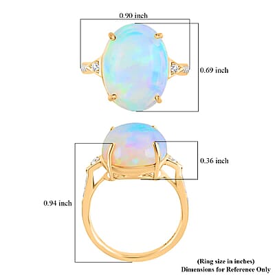 Certified & Appraised Iliana 18K Yellow Gold AAA Ethiopian Welo Opal and G-H SI Diamond Ring (Size 10.0) 4 Grams 5.80 ctw