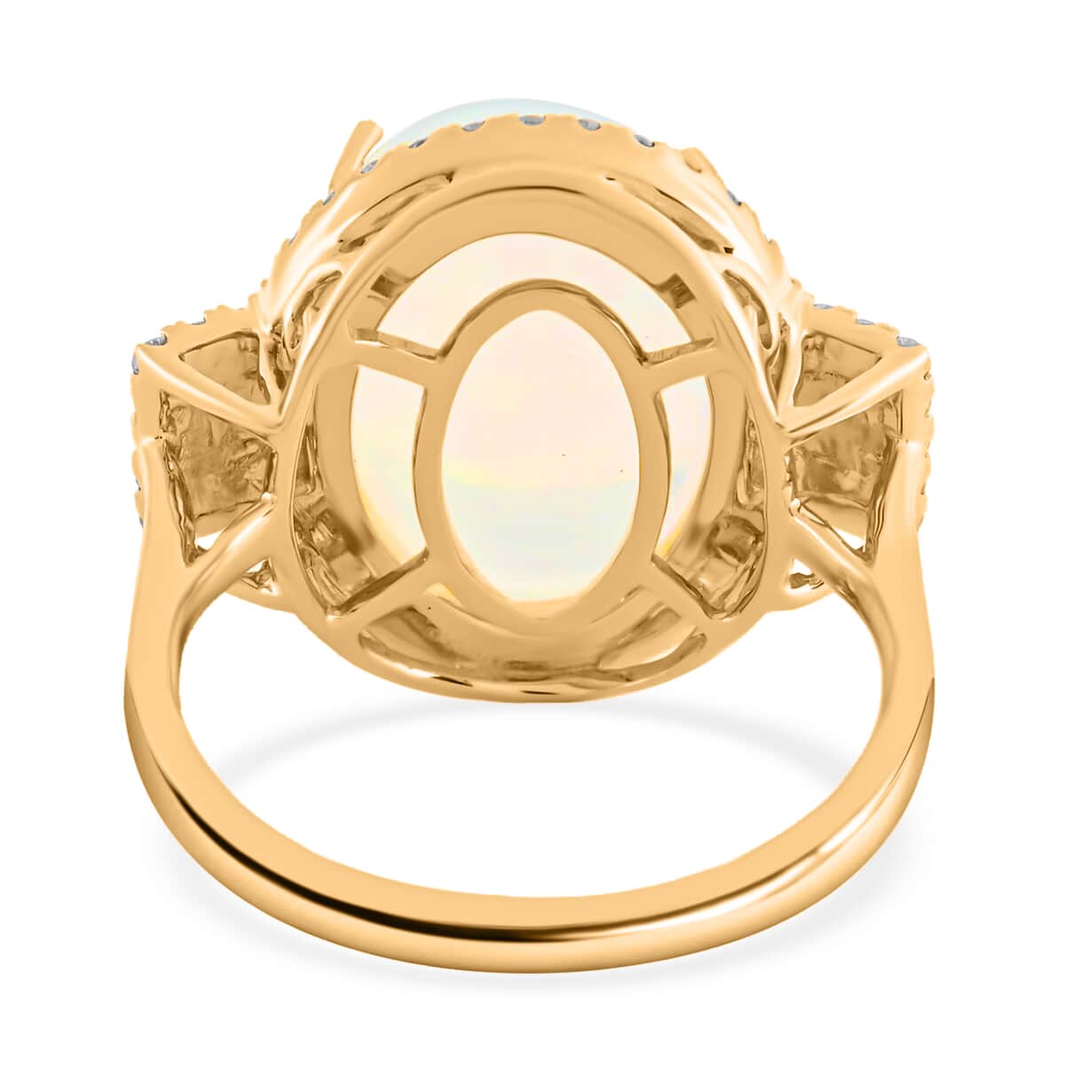 Certified Iliana 18K Yellow Gold AAA Ethiopian Welo Opal and G-H SI Diamond Ring (Size 10.0) 5.60 Grams 7.40 ctw image number 4