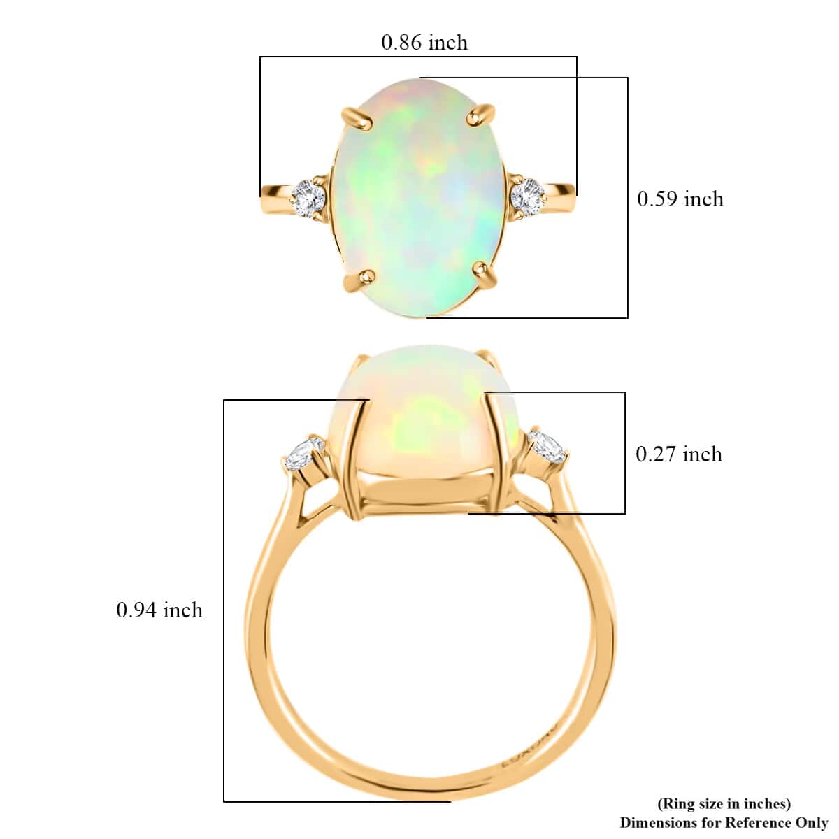 Certified & Appraised LUXORO 14K Yellow Gold AAA Ethiopian Welo Opal and G-H I2 Diamond Ring 2.85 Grams 3.60 ctw image number 6