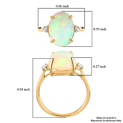 Certified & Appraised Luxoro AAA Ethiopian Welo Opal and Diamond G-H I2 3.60 ctw Ring in 14K Yellow Gold (Size 10.0)