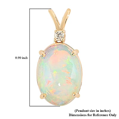 Ankur Treasure Chest Certified & Appraised Luxoro 14K Yellow Gold AAA Ethiopian Welo Opal and G-H I2 Diamond Pendant 3.60 ctw