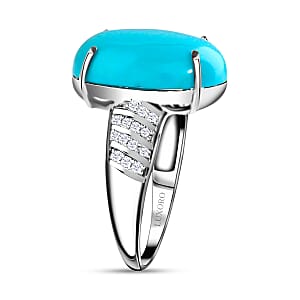 Luxoro 14K White Gold AAA Sleeping Beauty Turquoise and G-H I2 Diamond Ring (Size 9.0) 10.35 ctw