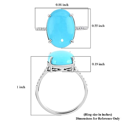 Luxoro 14K White Gold AAA Sleeping Beauty Turquoise and G-H I2 Diamond Ring (Size 9.0) 5.35 ctw