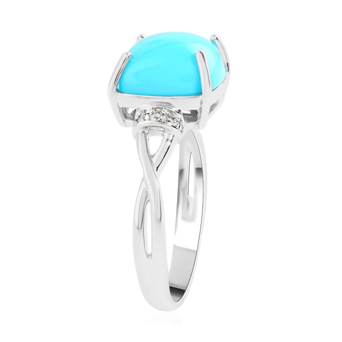 Luxoro 14K White Gold AAA Sleeping Beauty Turquoise and G-H I2 Diamond Ring (Size 10.0) 3.20 ctw image number 3