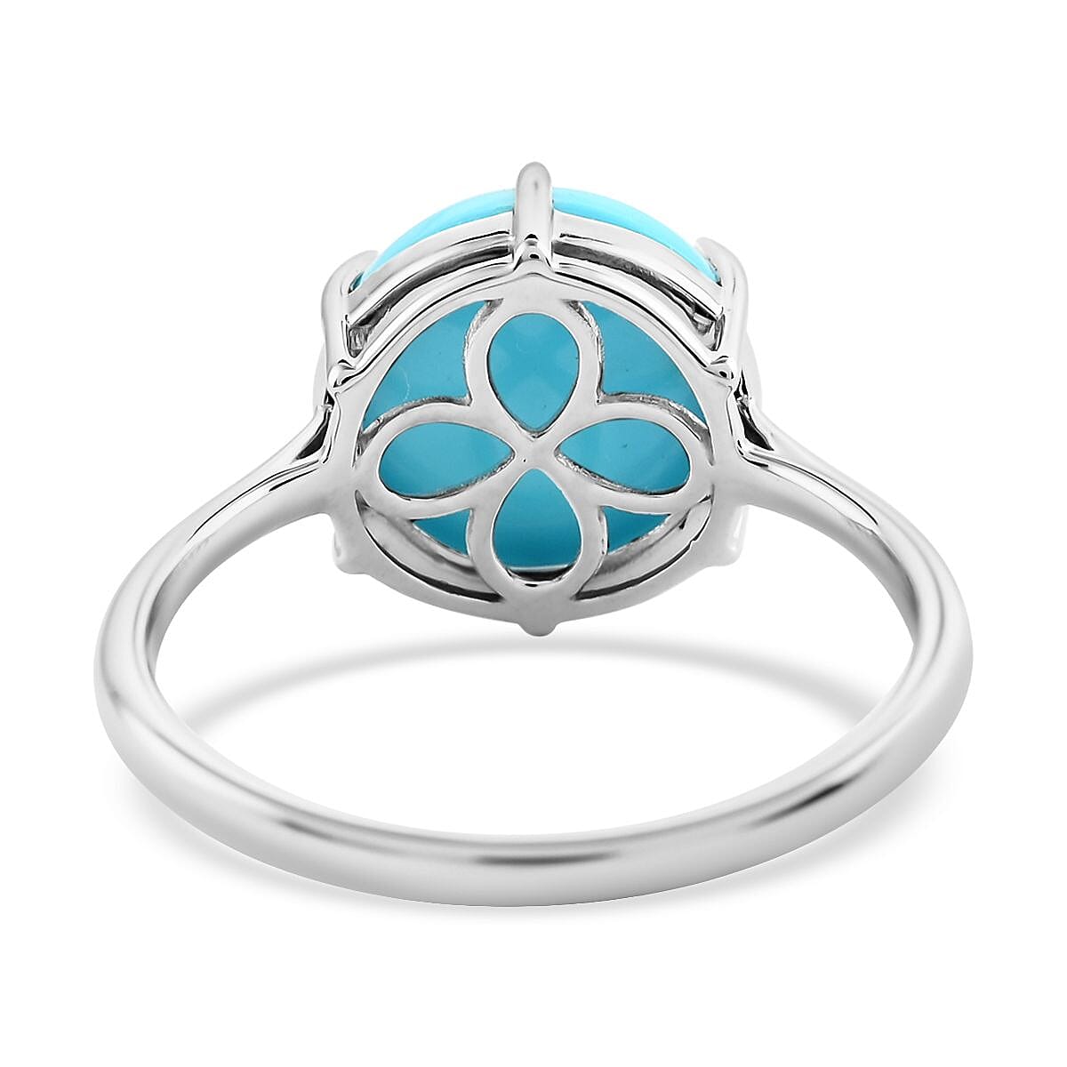 Luxoro 14K White Gold AAA Sleeping Beauty Turquoise Solitaire Ring (Size 6.0) 3.80 ctw