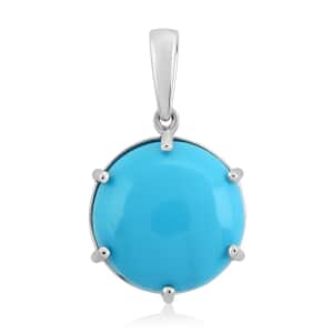 Luxoro AAA Sleeping Beauty Turquoise 3.80 ctw Solitaire Pendant in 14K White Gold