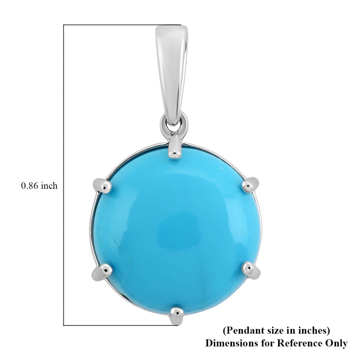 Luxoro AAA Sleeping Beauty Turquoise 3.80 ctw Solitaire Pendant in 14K White Gold image number 4