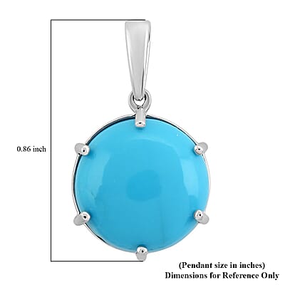 Luxoro AAA Sleeping Beauty Turquoise 3.80 ctw Solitaire Pendant in 14K White Gold