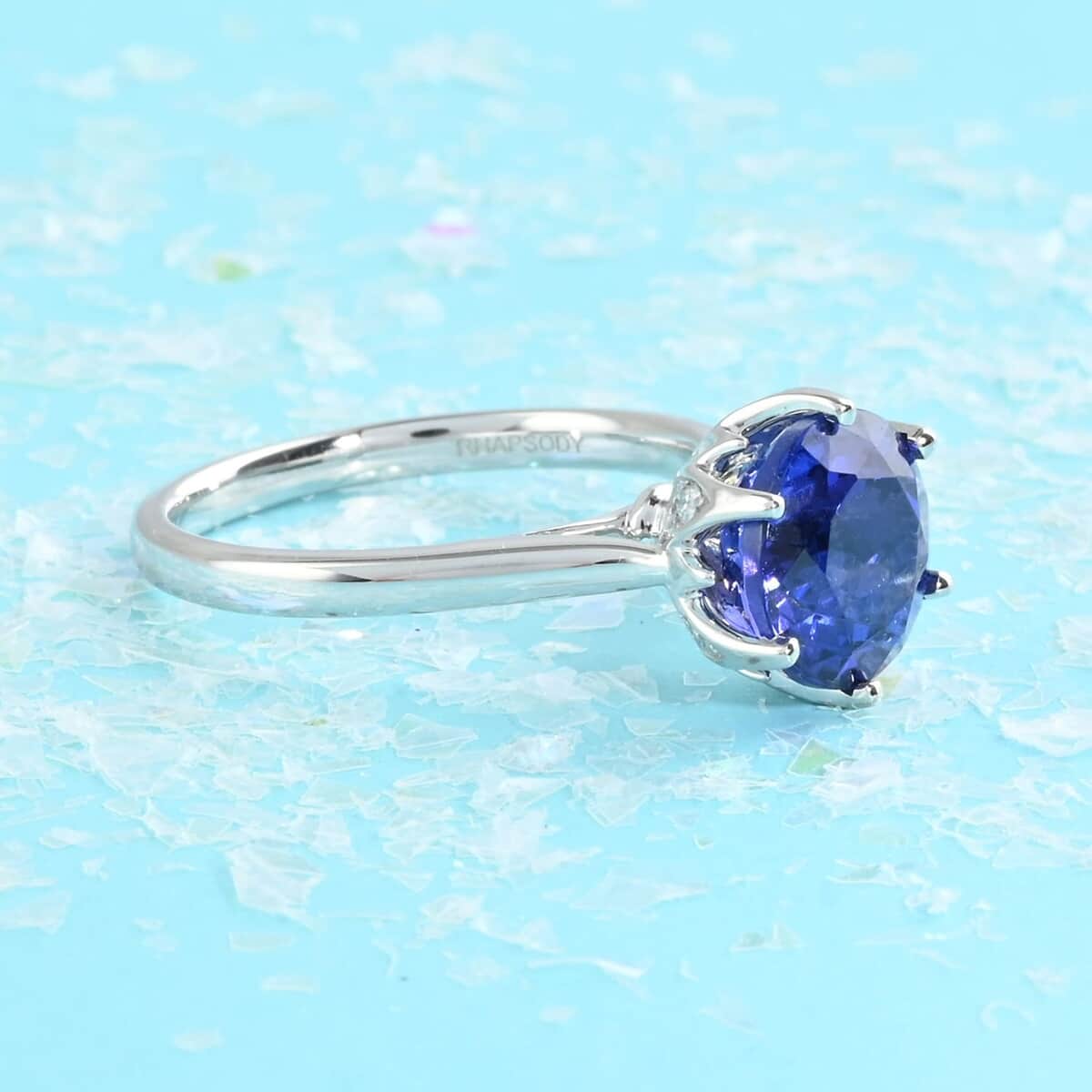 Doorbuster Certified & Appraised RHAPSODY 950 Platinum AAAA Tanzanite and E-F VS Diamond Ring 5.95 Grams 3.40 ctw image number 1