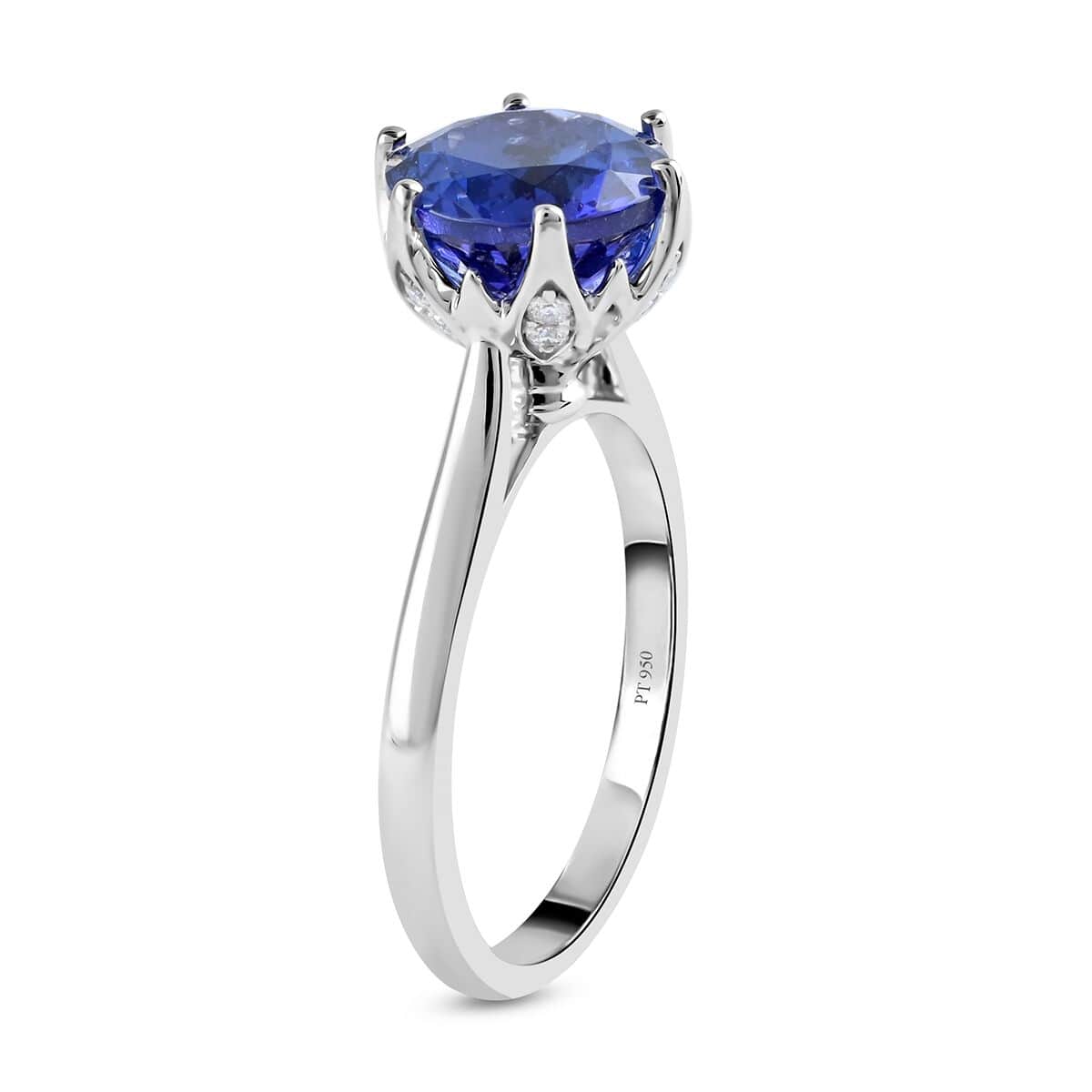 Certified and Appraised Rhapsody 950 Platinum AAAA Tanzanite and E-F VS Diamond Ring (Size 9.0) 5.95 Grams 3.40 ctw image number 3