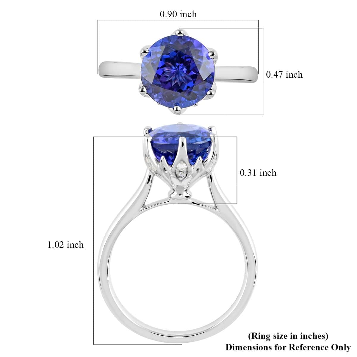Certified and Appraised Rhapsody 950 Platinum AAAA Tanzanite and E-F VS Diamond Ring (Size 9.0) 5.95 Grams 3.40 ctw image number 5