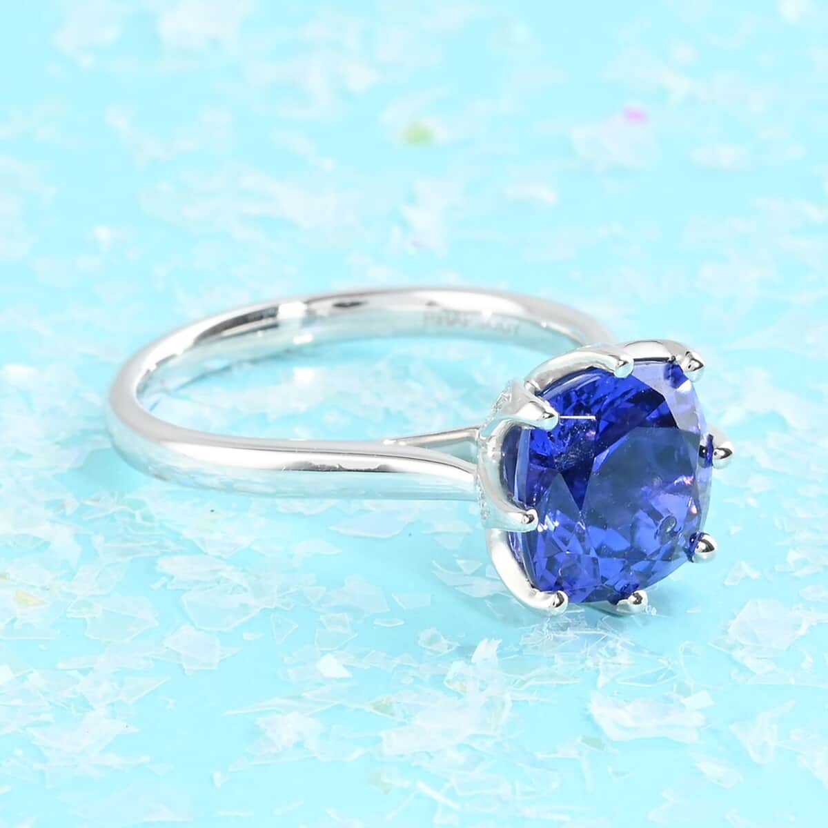 Doorbuster Certified and Appraised RHAPSODY 950 Platinum AAAA Tanzanite, Diamond (E-F, VS) Ring (6.43 g) 3.40 ctw image number 1