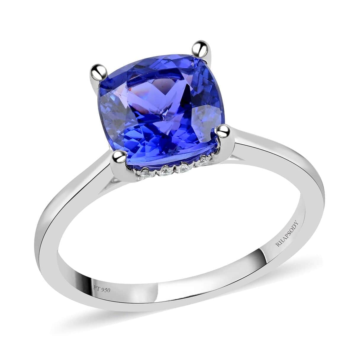 Certified Rhapsody 950 Platinum AAAA Tanzanite and E-F VS Diamond Ring (Size 10.0) 6.20 Grams 4.20 ctw image number 0