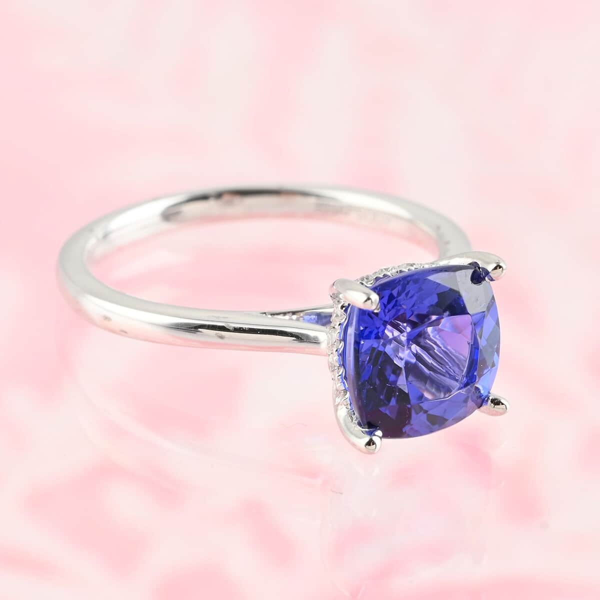 Certified Rhapsody 950 Platinum AAAA Tanzanite and E-F VS Diamond Ring (Size 10.0) 6.20 Grams 4.20 ctw image number 1