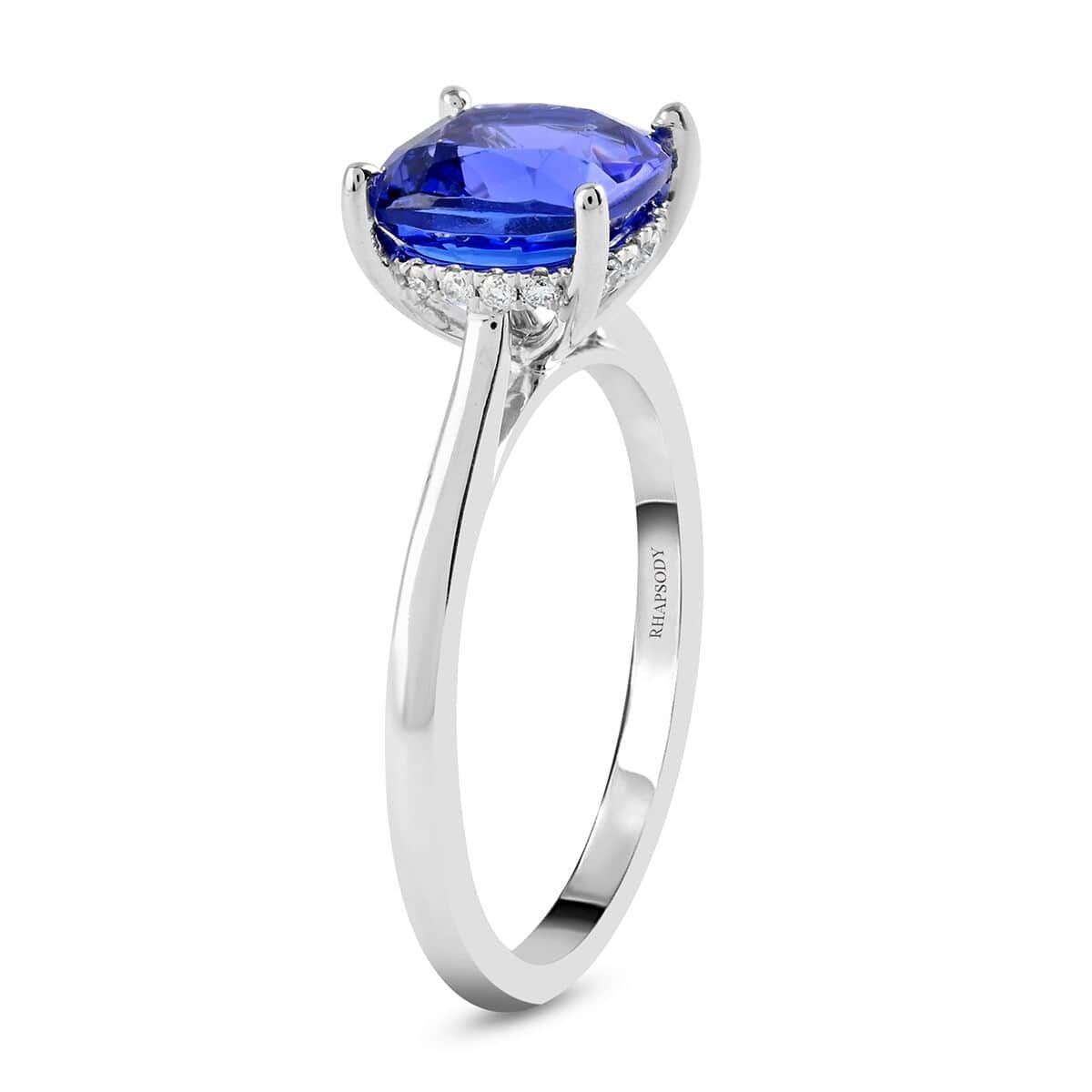 Certified Rhapsody 950 Platinum AAAA Tanzanite and E-F VS Diamond Ring (Size 10.0) 6.20 Grams 4.20 ctw image number 3