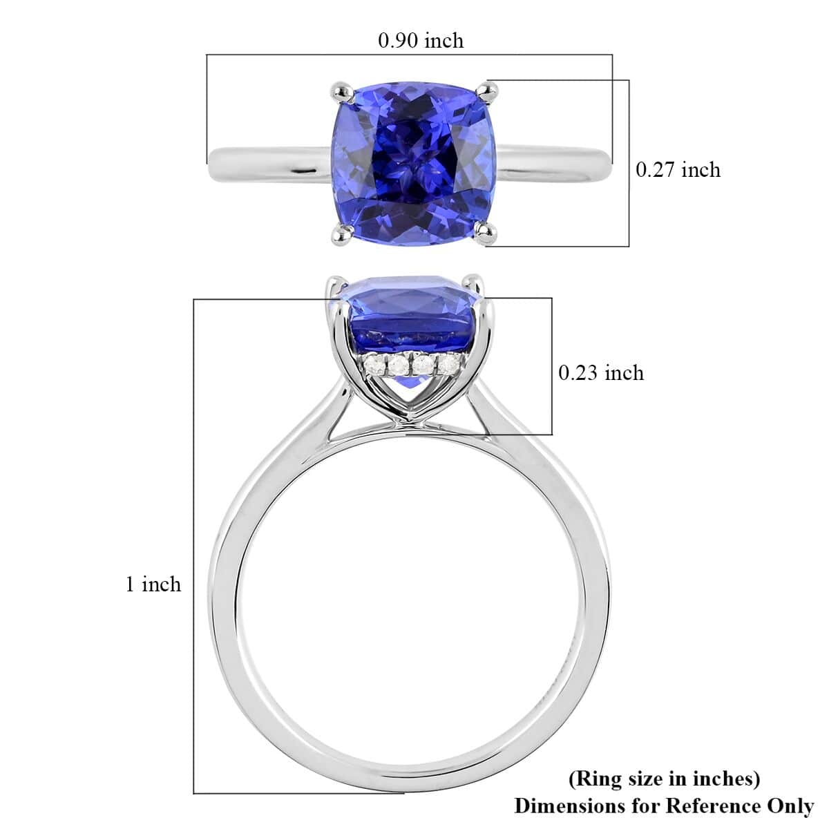 Certified Rhapsody 950 Platinum AAAA Tanzanite and E-F VS Diamond Ring (Size 10.0) 6.20 Grams 4.20 ctw image number 5