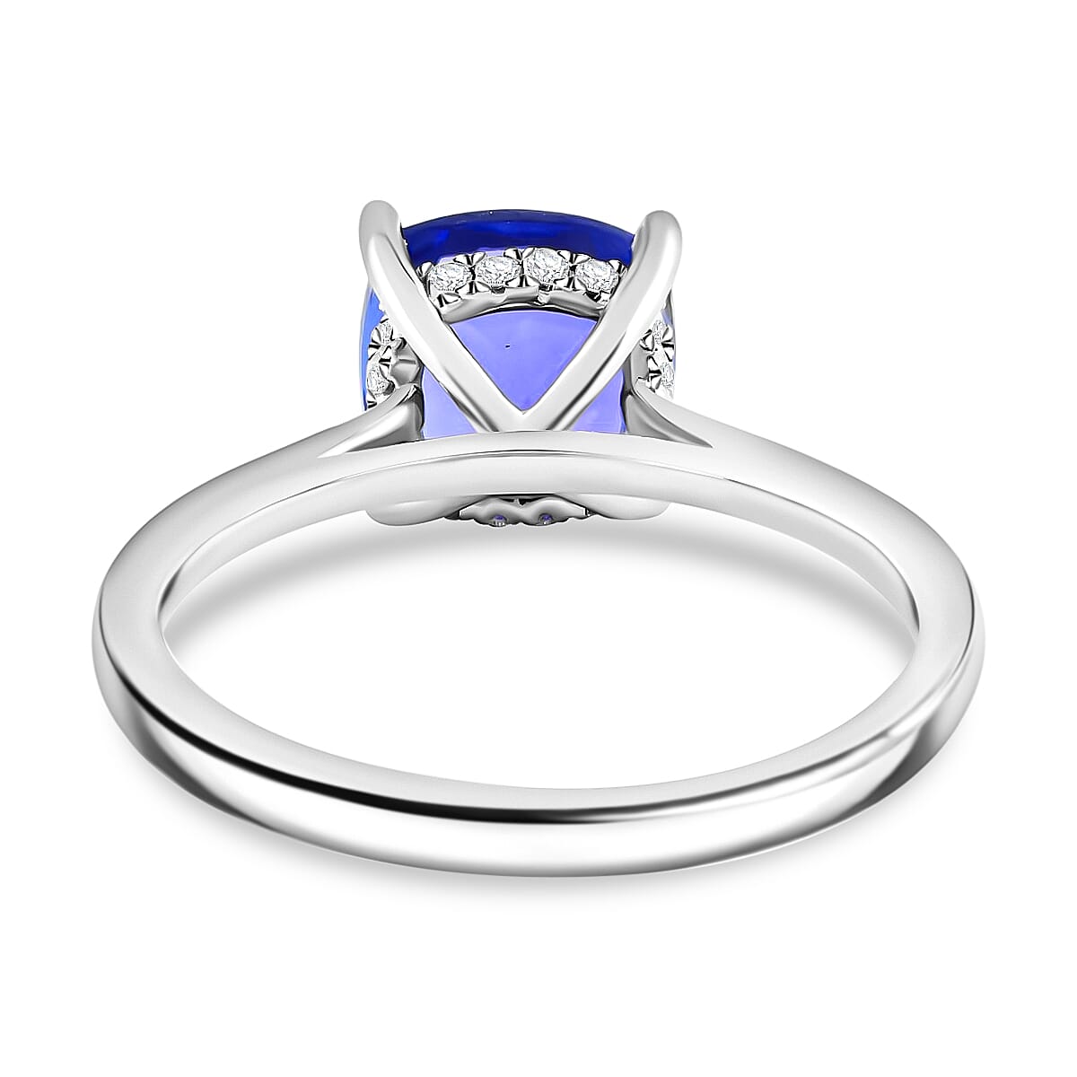 Certified Rhapsody 950 Platinum AAAA Tanzanite and E-F VS Diamond Ring (Size 6.0) 6.20 Grams 4.20 ctw image number 4
