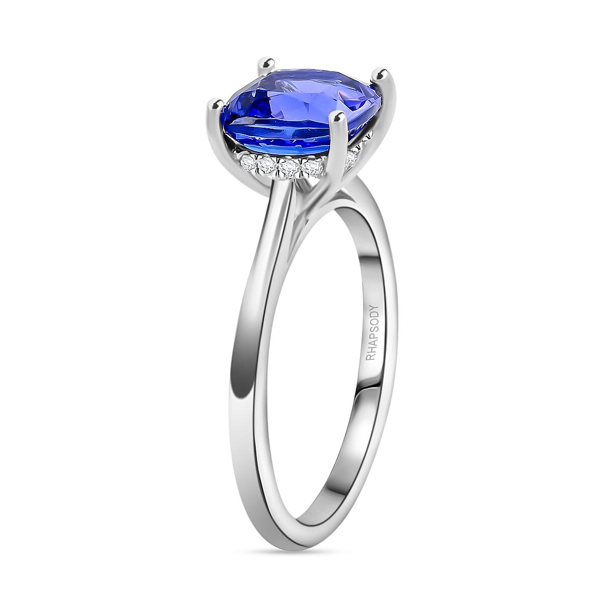 Certifiead Rhapsody 950 Platinum AAAA Tanzanite and E-F VS Diamond Ring (Size 9.0) 6.20 Grams 4.20 ctw image number 3