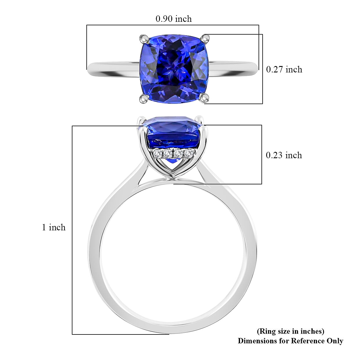 Certifiead Rhapsody 950 Platinum AAAA Tanzanite and E-F VS Diamond Ring (Size 9.0) 6.20 Grams 4.20 ctw image number 5
