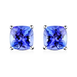 Certified & Appraised Rhapsody 950 Platinum AAAA Tanzanite Earrings, Platinum Solitaire Earrings, Tanzanite Studs 2.10 ctw