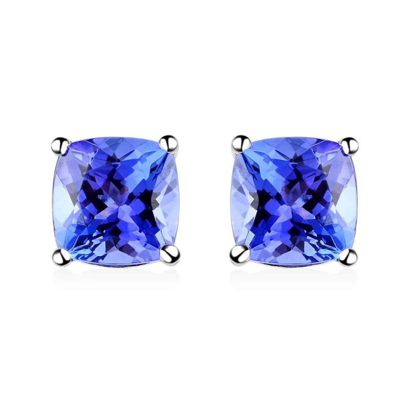 Certified & Appraised Rhapsody 950 Platinum AAAA Tanzanite Earrings, Platinum Solitaire Earrings, Tanzanite Studs 2.10 ctw