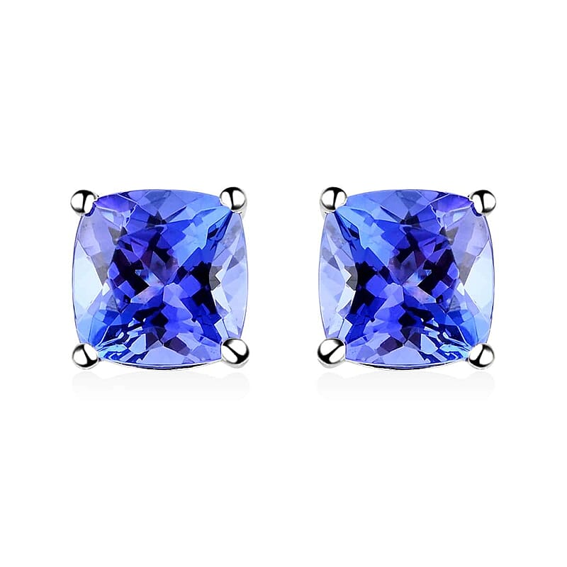 Certified & Appraised Rhapsody 950 Platinum AAAA Tanzanite Earrings, Platinum Solitaire Earrings, Tanzanite Studs 2.10 ctw