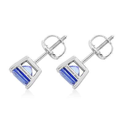 Certified & Appraised Rhapsody 950 Platinum AAAA Tanzanite Earrings, Platinum Solitaire Earrings, Tanzanite Studs 2.10 ctw