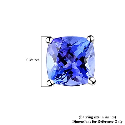 Certified & Appraised Rhapsody 950 Platinum AAAA Tanzanite Earrings, Platinum Solitaire Earrings, Tanzanite Studs 2.10 ctw