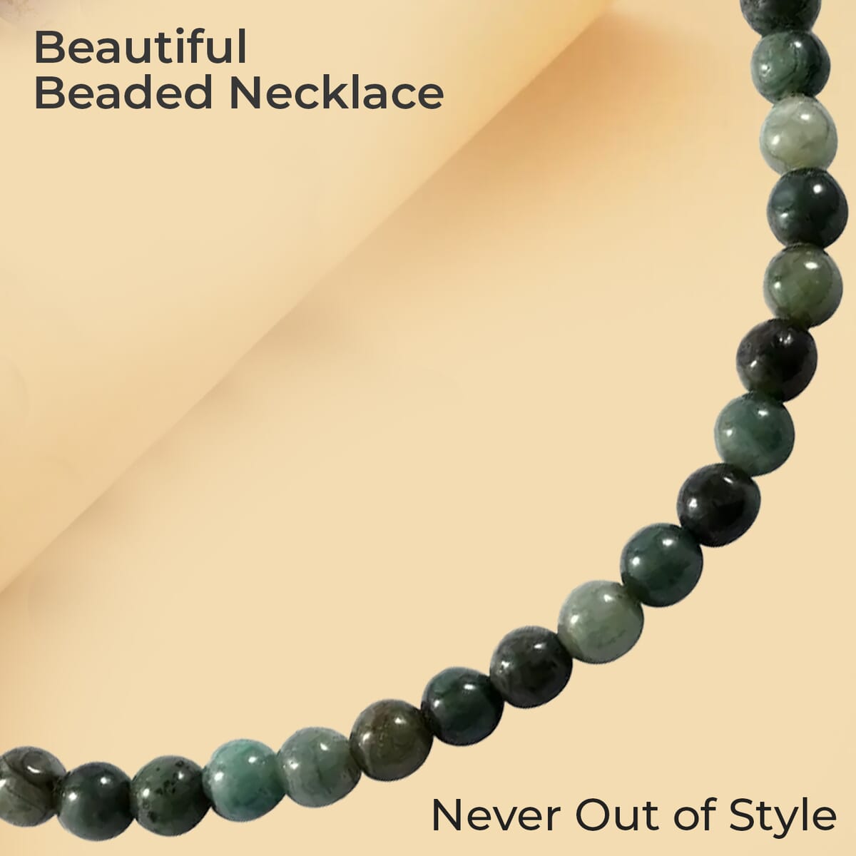 Natural Jadeite Bead Necklace in Sterling Silver 400.00 ctw, Silver Beaded Necklace (20 Inches) image number 1