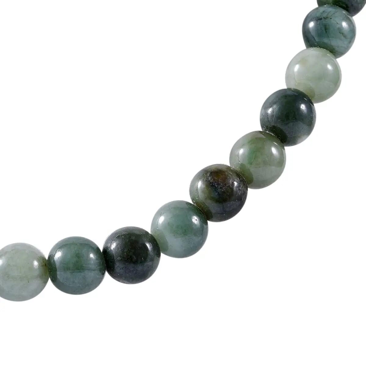 Natural Jadeite Bead Necklace in Sterling Silver 400.00 ctw, Silver Beaded Necklace (20 Inches) image number 4