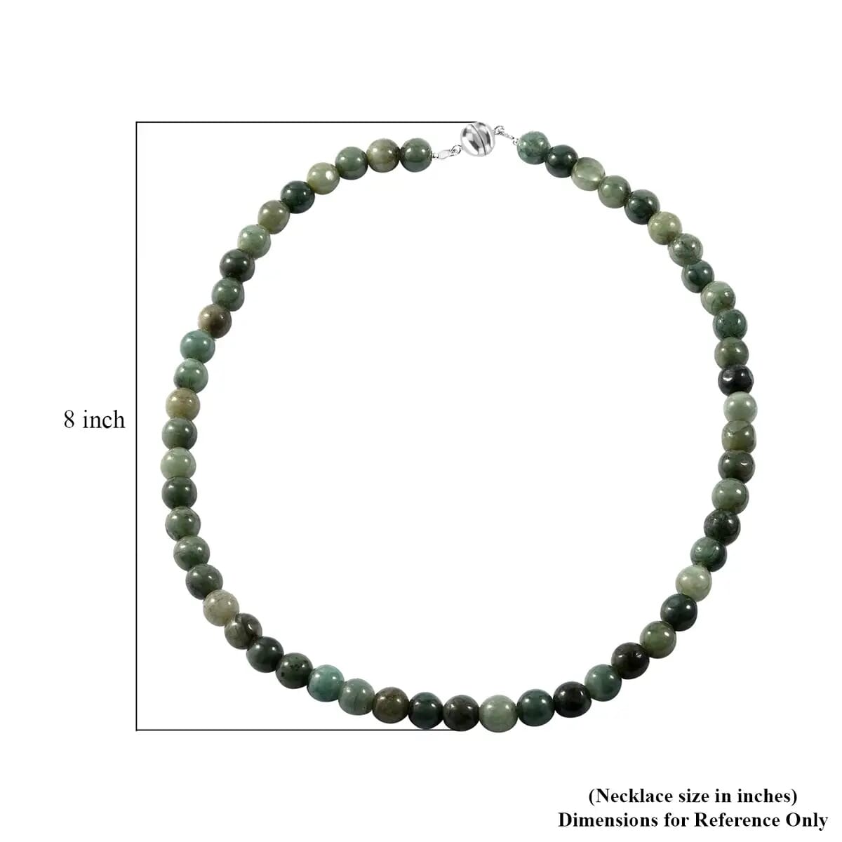 Natural Jadeite Bead Necklace in Sterling Silver 400.00 ctw, Silver Beaded Necklace (20 Inches) image number 6