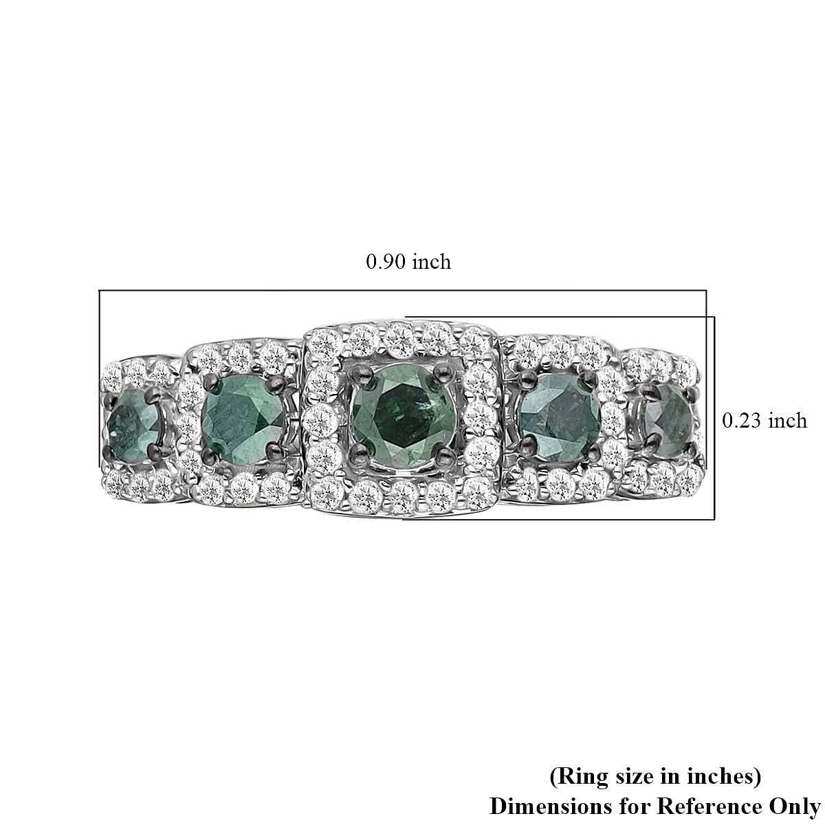 Green and White Diamond Ring in Vermeil Yellow Gold Over Sterling Silver 1.00 ctw image number 5