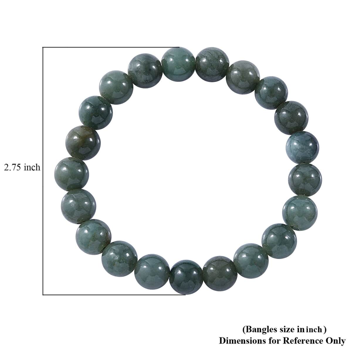 Natural Jadeite 10mm Beaded Stretch Bracelet 150.00 ctw image number 3