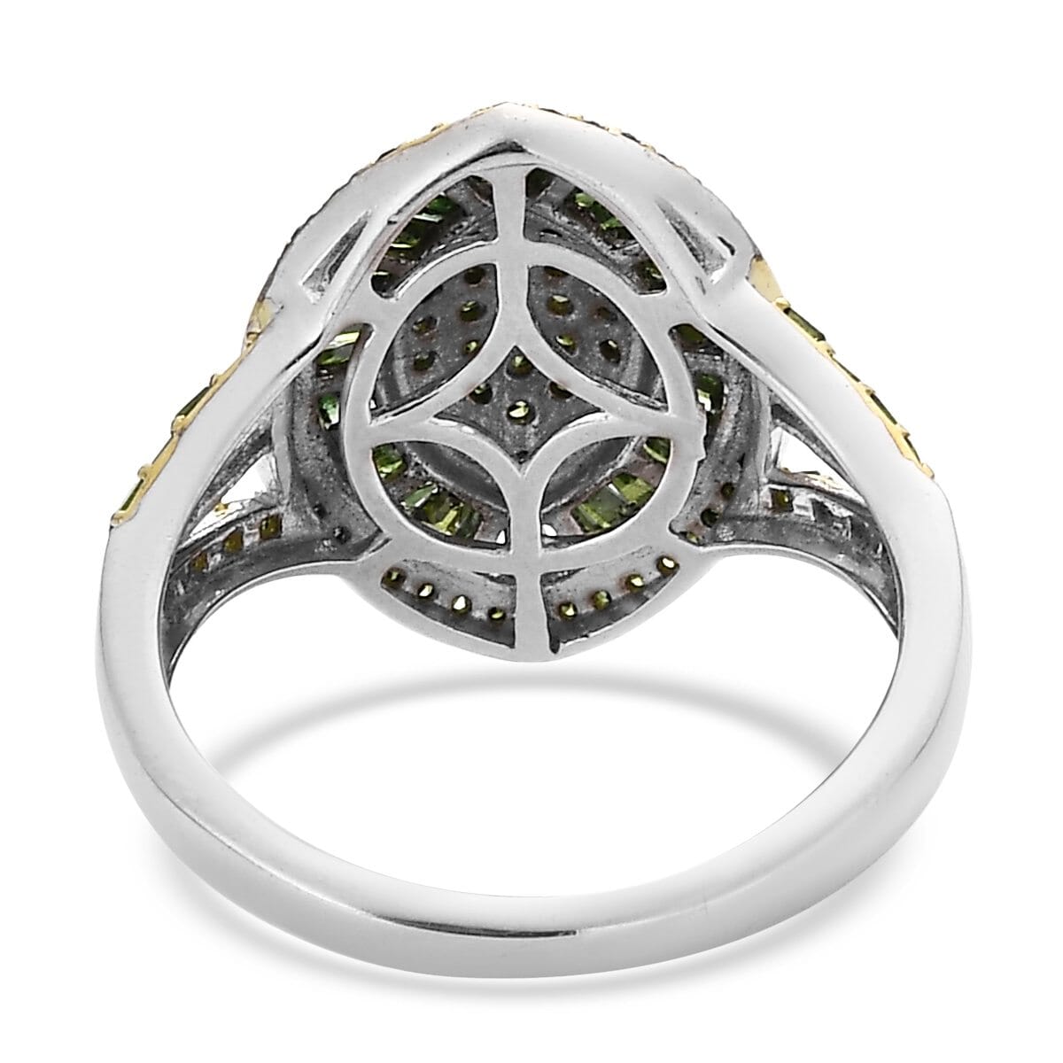 TLV Green Diamond (IR) Ring in Rhodium and Platinum Over Sterling Silver (Size 7.0) 1.00 ctw image number 4
