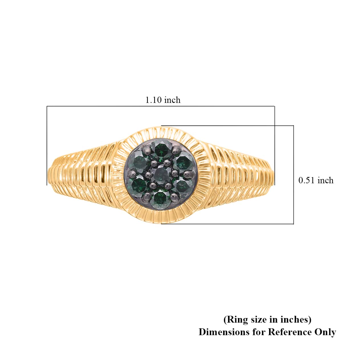 Green Diamond Men's Ring in Rhodium & Vermeil Yellow Gold Over Sterling Silver 0.50 ctw image number 5