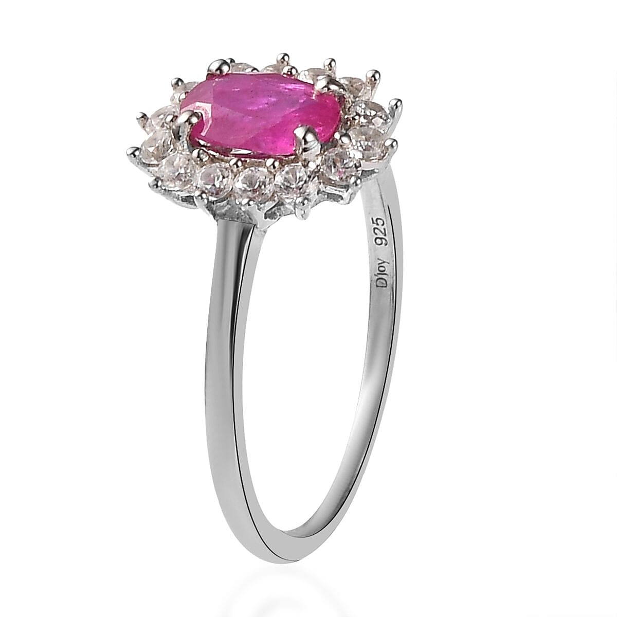 Premium Montepuez Ruby and Natural White Zircon Sunburst Ring in Platinum Over Sterling Silver (Size 9.0) 1.30 ctw image number 3