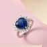 Premium Kashmir Kyanite and Moissanite Heart Shape Halo Ring in Platinum Over Sterling Silver (Size 6.0) 3.10 ctw image number 1