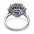 Premium Kashmir Kyanite and Moissanite Heart Shape Halo Ring in Platinum Over Sterling Silver (Size 6.0) 3.10 ctw image number 4