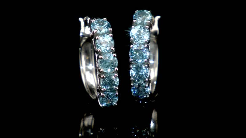 Premium Cambodian Blue Zircon Hoop Earrings in Platinum Over Sterling Silver 4.50 ctw